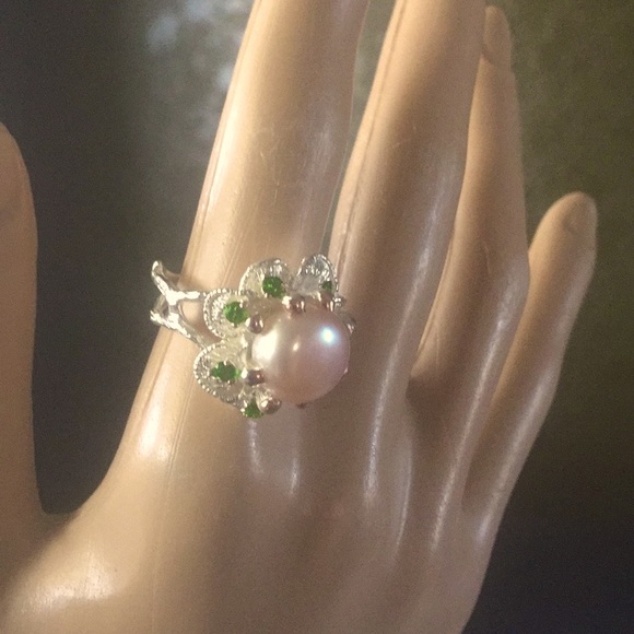 HOST PICK Freshwater pearl chrome diopside rose gold artwork SS925 - Picture 5 of 8